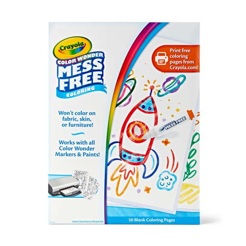 Crayola Color Wonder Blank Coloring Pages 30 Pgs for Toddlers, Travel Activity, Safe for Ages 3+