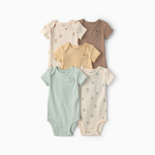 Carter's Short-Sleeve Bodysuits (5 Pack) - Critter, Nb