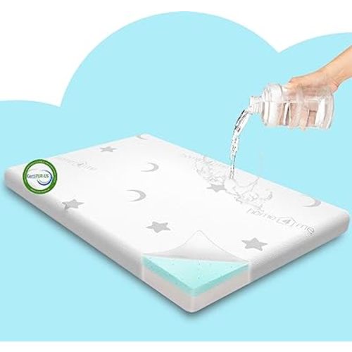 Pack and Play Mattresses 38" x 26" x3'', Pack n Play Mattress Pad, Dual Sided Mini Crib Mattresses for Babies and Toddlers, Memory Foam Playpen Mattress with Soft Cover, White