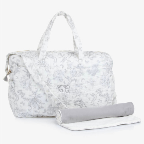 Tartine et Chocolat - Grey Toile De Jouy Changing Bag (41cm) | Childrensalon