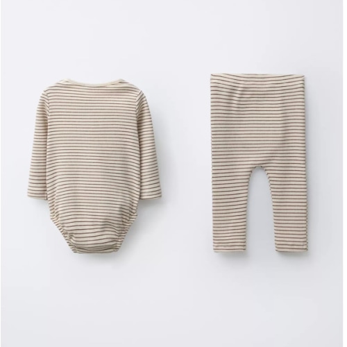 STRIPED BODYSUIT AND LEGGINGS SET - Brown | ZARA United States