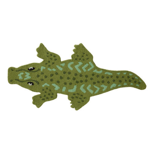 Alligator Shaped Hand Hooked Recycled Indoor Outdoor Rug