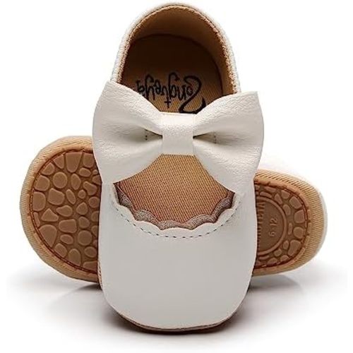 HONGTEYA Infant Baby Girls Mary Jane Flats Non Slip for Toddler First Walkers Soft Sole PU Leather Crib Shoes Sneaker Wedding Party Christmas Princess Dress Shoes Baby Moccasins Girls