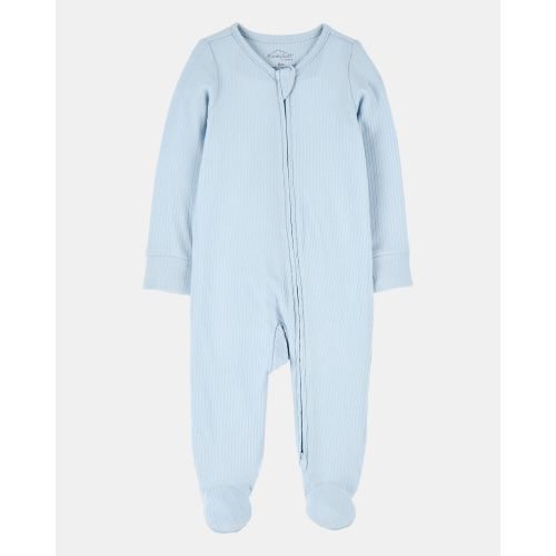 Baby Boy Solid 2-Way Zip PurelySoft Sleep & Play Pajamas - Blue