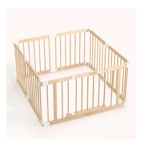 HARPPA Wooden Baby Gate Playpen | Non-Toxic Foldable DIY Adjustable Play Yard for Infants & Toddlers – Natural Finish Baby Fence for Small & Large Spaces