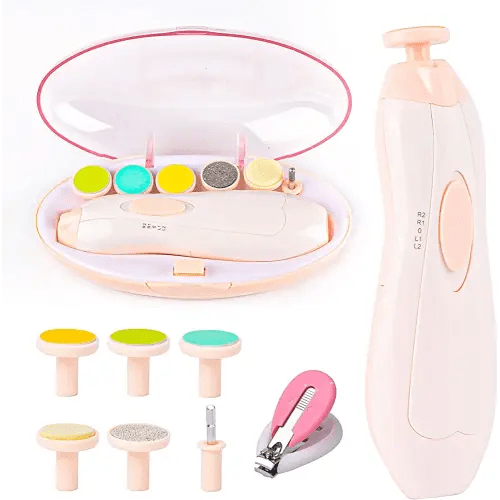 Baby Nail Filer and Baby Nail Clippers with Light Set, Lupantte Electric Infant Nail Trimmer Kit, for Newborn Toddler Kids Toes and Fingernails, Polish and Trim