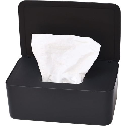 Diaper Wipes Dispenser, Tissue Storage Box Case, Wet Wipe Dispenser Holder with Lid for Home, Office, Cars (Black)