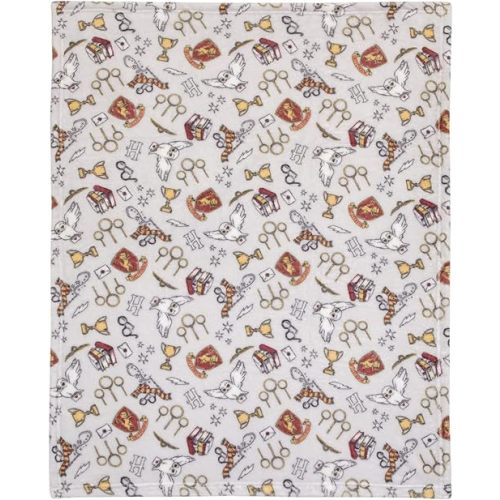 NoJo Harry Potter Magical Moments Grey and White Super Soft Baby Blanket