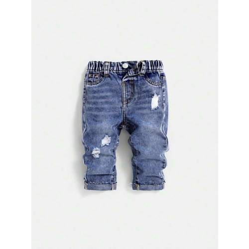 SHEIN Baby Boys Elastic Waist Ripped Jeans | SHEIN USA