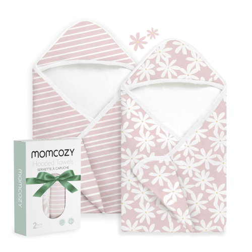 Momcozy Baby Towel with Hooded - Ultra Soft & Absorbent Large Bath Towel Set for Comfort & Gentle on Baby's Skin - Shower Gift & Bath Essential & Baby Registry Search for Newborn,Infant,Toddler,Kids