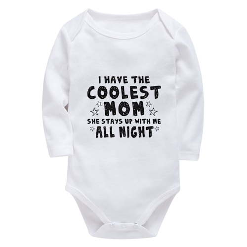 I Have The Coolest Mom Baby White Onsies Long Sleeve Baby Girl Neutral Outfit White Baby Rompers 12-18 Months