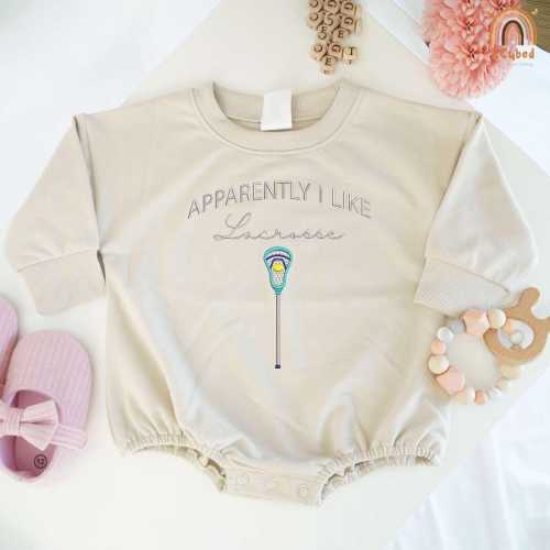 Embroidered Apparently I Like Lacrosse Baby Romper, Born To Play Lacrosse Bodysuit, Lacrosse Baby Clothes, Lacrosse Baby Outfit