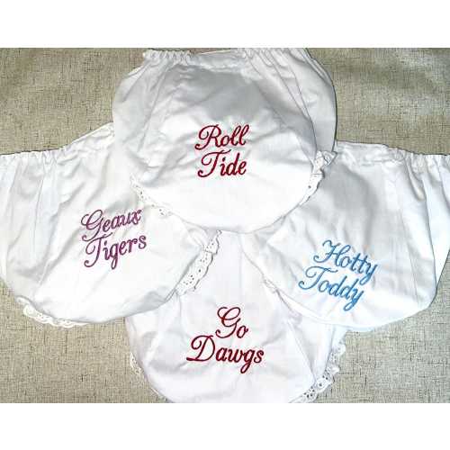 College Embroidered Cotton Eyelet Diaper Cover Bloomer