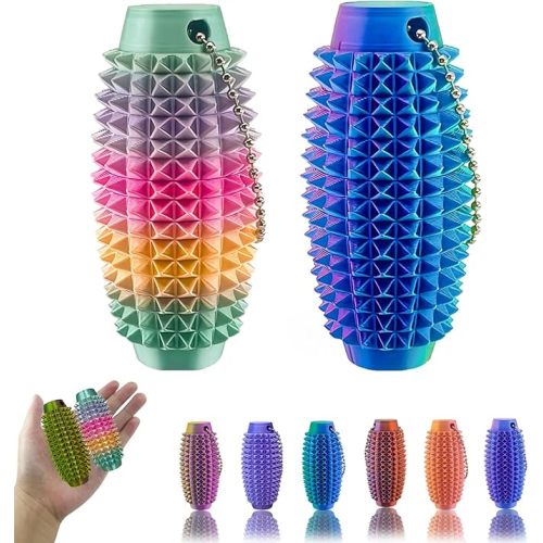 2PCS Upgrade Little Ouchies Pain Stim Fidget, 3D Printed Fidget Toys Anxiety Relief Items, Grippie Stim Keychain, Stim Toys for Autistic Adults, Hard Spiky Sensory Toys, Novelty Gifts for Friends