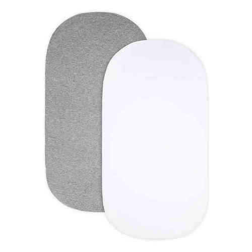Burt's Bees Baby® 2-Pack Organic Cotton Bassinet Sheet in Grey & White
