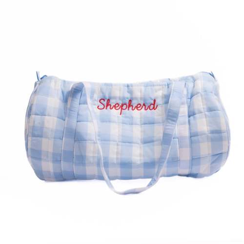 Blue Gingham Quilted Duffel