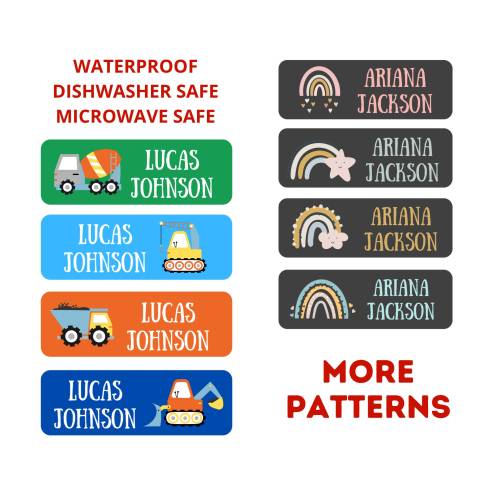 Waterproof Daycare Labels - Dishwasher Safe -  Preschool Labels - Name Stickers - School Supply Labels - Name Labels for School Supplies