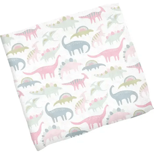 Stephen Joseph, Muslin Swaddle Blanket for Baby Girls and Boys, Newborn Receiving Blanket for Swaddling, 100% Cotton Baby Swaddle Wrap, Receiving Swaddle Wrap, 47 x 47 inches, Pink Dino