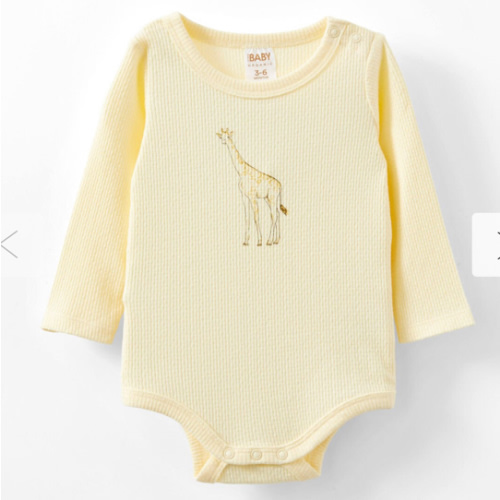 Organic Pointelle Long Sleeve Bubbysuit - Giraffe