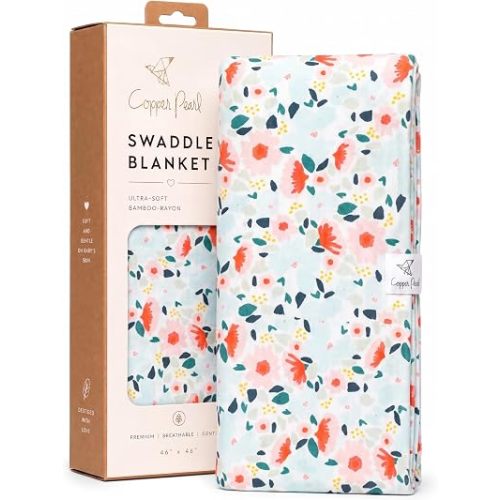 Copper Pearl Swaddle Blankets for Newborns | Soft Stretchy Receiving Blankets for Boys and Girls | Large 46 x 46 Inch Baby Blankets | Lightweight and Breathable Swaddles | Leilani