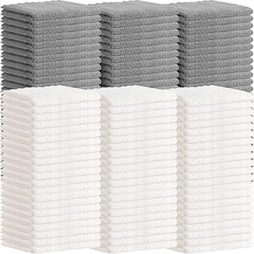 Newwiee 120 Pack Baby Washcloths 9 x 8 Inch Coral Fleece Baby Rags Microfiber Soft Small Towels Absorbent Wash Cloth for Newborn Infants Toddlers Face or Body(Gray, White)