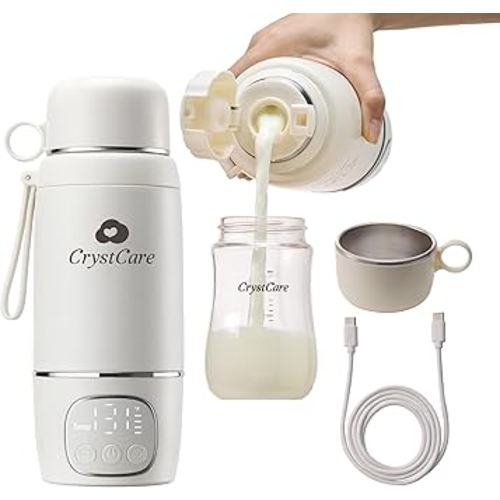 Crystcare Portable Bottle Warmer for Travel - Fast Heating Breast Milk & Formula Warmer with 16,000mAh Battery, 17oz Milk Warmer for Baby on The Go,Baby Bottle Warmer for Car, Airplane（Clouds）