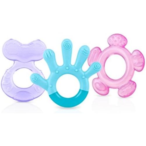 Nuby 3 Step Baby Teether Set for Teething Relief - 3 Count - Soft and Hard Teethers for Babies - Soothes Sore Gums - 3+ Months