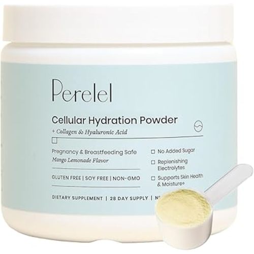 Perelel Hydration Powder, Electrolyte Supplement with Collagen & Hyaluronic Acid, Mango Lemonade Flavor, Soy & Gluten Free, Non GMO, No Added Sugar, 28 Servings