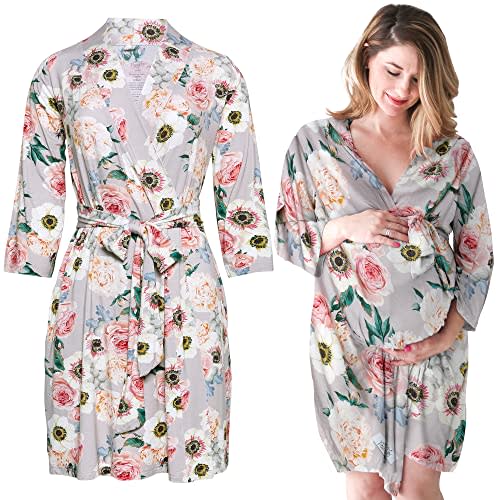 Posh Peanut Maternity Robe for Hospital Delivery - Soft Viscose from Bamboo Postpartum Robe for Women Nursing & Lounging