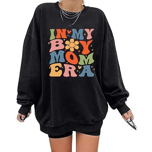 AMWIPE Mama Sweatshirt for Women In My Mama Era Shirts Oversized Mom Long Sleeve Casual Pullovers Blouse Top
