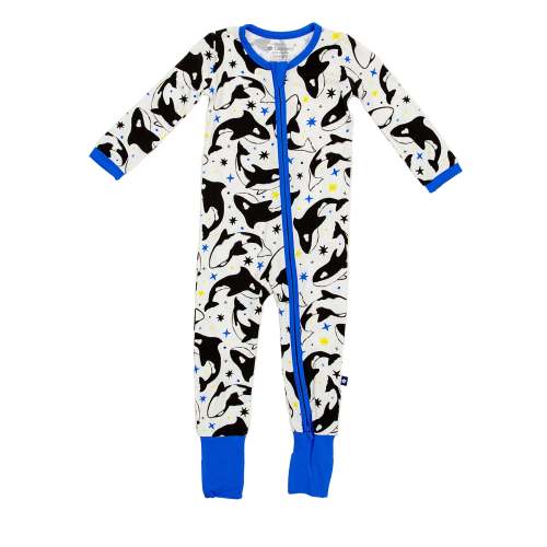 Larkspur Baby | Romper Pajamas | Convertible One Piece in Dancing Orcas