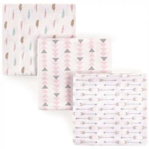 Luvable Friends Baby Girl Cotton Flannel Receiving Blankets, Girl Feathers 3-Pack, One Size