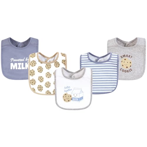 Hudson Baby Unisex Baby Cotton Bibs, Milk And Cookies Better Together, One Size