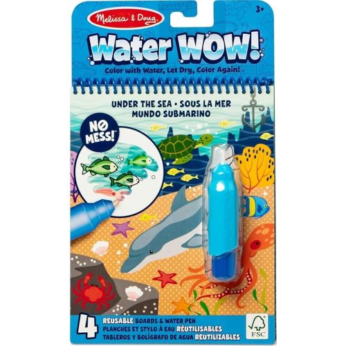 Melissa & Doug On The Go Water Wow! Mess Free Coloring Book, Reusable Water-Reveal Activity Pad, Under The Sea, Travel Toys, Party Favors, for Toddlers & Kids Ages 3+ - FSC Certified