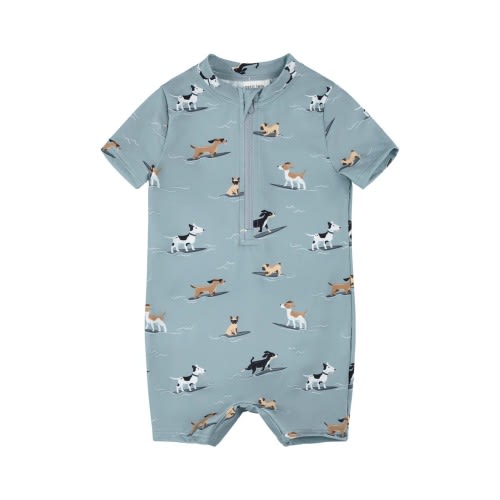 Petit Lem Short Sleeve Zip Front UPF50+ One-Piece Rashguard Swimsuit | Nordstrom