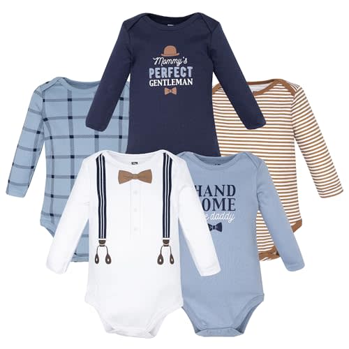 Hudson Baby baby-boys Cotton Long-sleeve Bodysuits 5-pack