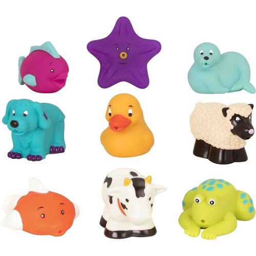 Battat – Assorted Bath Toys – 9 Pieces Animal Squirters – Pool – 10 Months+ – Bath Buddies (9 Pieces)