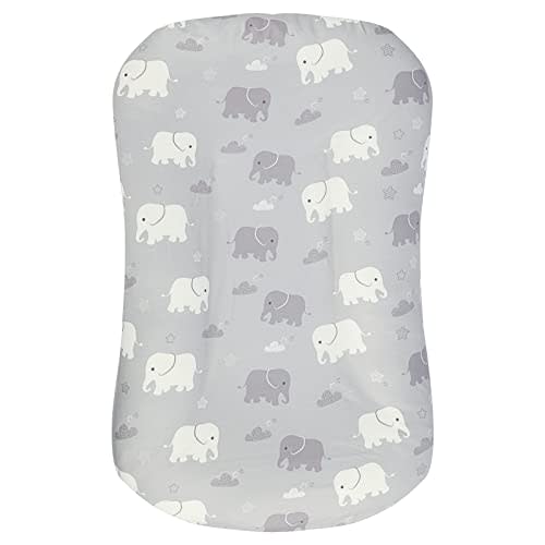 Baby Lounger Covers, Elephant Newborn Lounger Cover, Baby Nest Cover for Boys Girls, Removable Slipcover for Infant Padded Lounger, Snugly Fit(Lounger not Included)