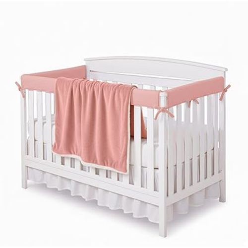 3-Peice Crib Rail Cover + Blanket Set (Light Pink)