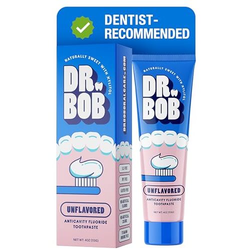 Dr. Bob Unflavored Toothpaste - Anticavity Fluoride Gel, 4 oz | Sensory & Taste Sensitivity, Dentist-Formulated Xylitol Toothpaste for Adults, Kids & Toddlers, Gentle SLS-Free Oral Care