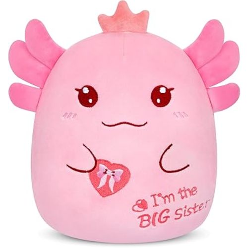 Big Sister Gift Axolotl Plush, 8 inch I’m The Big Sister Stuffed Animal for Girls, Kawaii Axolotl Soft Plushies Toy New Baby Announcement Sibling Gifts for Girls Sister