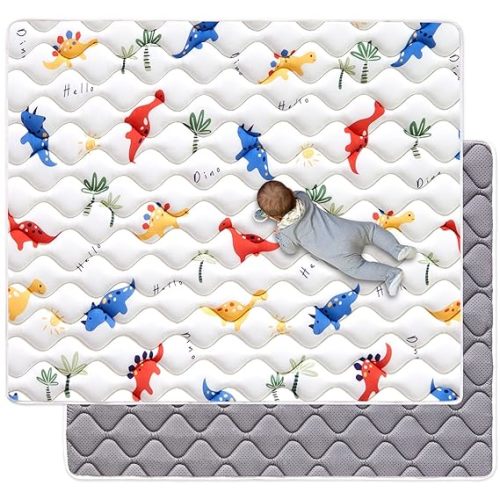 Odorless Premium Foam Baby Play Mat 36" x 36", Soft Microfiber Fabric Crawling Mat for Floor- Comfortable and Hypoallergenic, Non-Slip Cushioned Floor Playpen mat for Infants,Babies,Toddlers