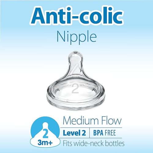 Dr. Brown's Natural Flow Wide-Neck Baby Bottle Silicone Nipple, Pack of 2 - Level 2