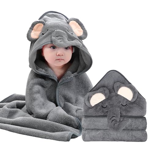Hooded Baby Towels - Premium Ultra Soft Organic Baby Bath Towel – Absorbent and Hypoallergenic Towels for Baby Boy Girl, Toddler, Newborn Essentials (1 Pack Elephant)
