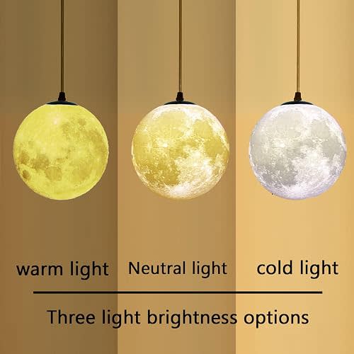 Plug in Pendant Lighting with Cord,Hanging Lamps That Plug Into Wall Outlet White,16.4Ft Hanging Light Cord with Switch,3D Paint Hanging Moon Light for Kids Room(Bulb Included)