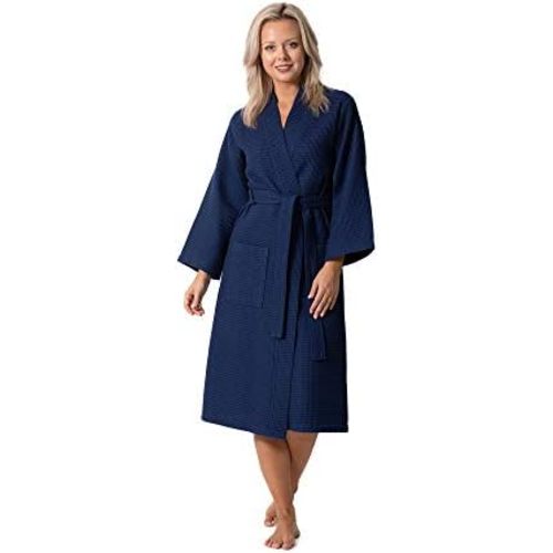Turkish Linen Waffle Knit Lightweight Kimono Spa & Bath Robes for Women - Quick Dry - Soft