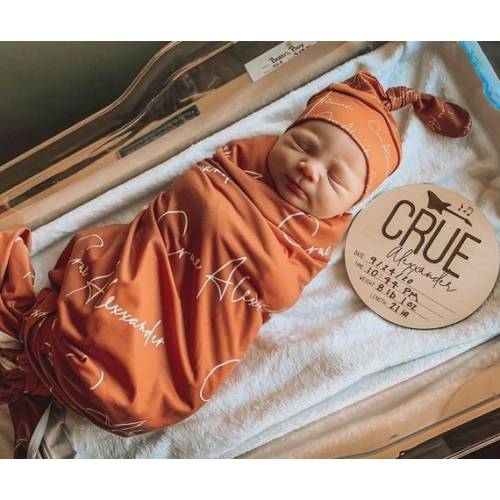 Custom Newborn Swaddle Set Knot Hat Bow Wrap Beanie Personalized Boy Gir Baby Wrap for Hospital Homecoming - Etsy