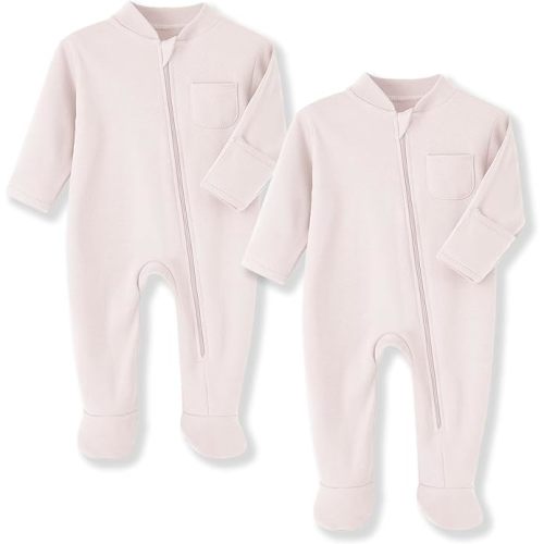 Eleven's Kingdom Baby Kids Sleep and Play,Baby Cotton Pajamas with Mitten Cuffs, 2 Way Zipper Footed Sleeper 0-12 Month