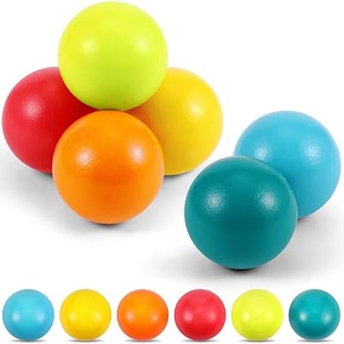 Bucherry 12 Pcs Montessori Wooden Balls 1.8 Inch Wooden Replacement Ball Educational Counting Toys Preschool Learning Material and Stacker Matching(Fresh Color)