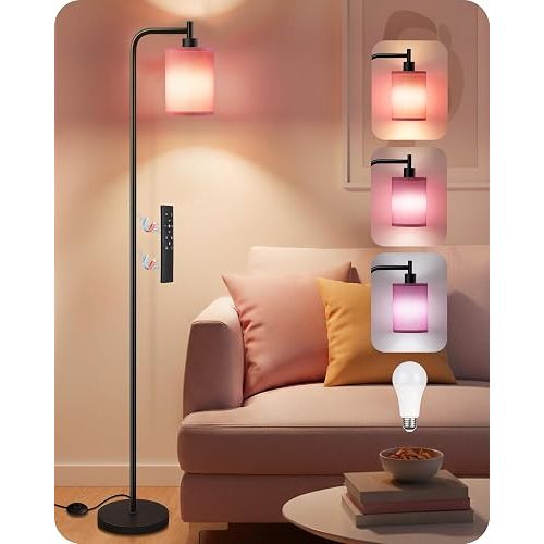 Dimmable Floor Lamp for Living Room with Remote & 10W Bulb